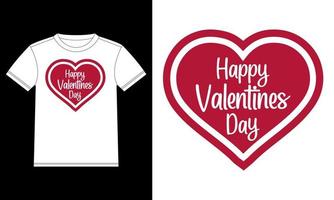 Happy Valentines Day Herz T-Shirt Design-Vorlage, Autofensteraufkleber, Pod, Cover, isolierter weißer Hintergrund vektor