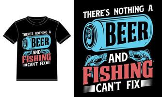 es gibt nichts, was ein bier und ein fischer nicht reparieren können - fischer-t-shirt-design-vorlage, autofensteraufkleber, hülse, cover, isolierter schwarzer hintergrundfisch, bierdosenvektor vektor