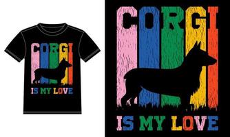 Corgi ist meine Liebe, Corgi-Hundevektor, Hunde-T-Shirt-Design. vektort-shirt für autofensteraufkleber, hülse, abdeckung, lokalisierter schwarzer hintergrund haustierliebhaber, hundeliebhaber vektor