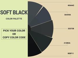 weiche schwarze Farbpalette mit Farbcode vektor