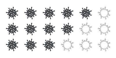 bewertungszeichen coronavirus. Konzept der Coronavirus-Symbole. gezeichnete symbole des coronavirus. Vektor-Illustration vektor