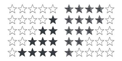 Bewertungszeichen. Sterne-Symbole. gezeichnete ikonen von sternen. Vektor-Illustration vektor