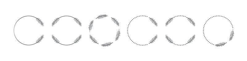 kransar uppsättning. grenar kransar. dekorativ ramar ikon. hand dragen dekorativ element. vektor illustration