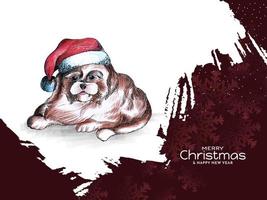 frohe weihnachten festival hintergrund mit schönem hundedesign vektor