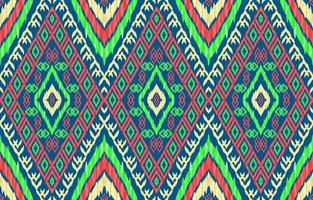 afrikansk ljus glöd neon ikat mönster. geometrisk stam- årgång retro stil. etnisk tyg ikat sömlös mönster. indisk navajo aztec folk ikat skriva ut vektor. design för bakgrund textur trasa textil- vektor