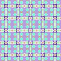 geometrisk rutig mönster fyrkant blommig form glöd Färg pastell på lila bakgrund. tyg sömlös linje mönster vektor illustration modern retro design för textil, tapet, Kläder, bakgrund