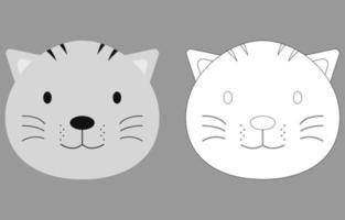katt ansikte tecknad serie karaktär. söt översikt katt djur- ansikte färg bok för ungar. vektor illustration. översikt ikon katt huvud. tecknad serie ansikte logotyp.