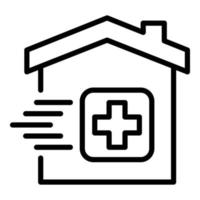 hus leverans läkemedel ikon, översikt stil vektor