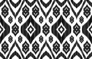 schwarz-weiße Ikat-Muster. geometrischer Stammes-Vintage-Retro-Stil. Ethno-Stoff Ikat nahtloses Muster. indische navajo aztekische ikat-druckvektorillustration. design für hintergrundtextur bekleidungstextilien. vektor