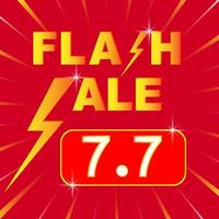 7.7 Flash Sale Social Media Marketing Hintergrundvorlage. Flash Sale Shopping Poster oder Banner mit Flash Icon und 7.7 Text auf rotem Hintergrund. Sonderangebot Flash Sale Kampagne oder Promotion. Vektor. vektor