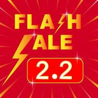 2.2 Flash Sale Social Media Marketing Hintergrundvorlage. Flash Sale Shopping Poster oder Banner mit Flash Icon und 2.2 Text auf rotem Hintergrund. Sonderangebot Flash Sale Kampagne oder Promotion. Vektor. vektor