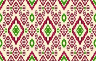 weihnachtsfarbene ikat-muster. geometrischer Stammes-Vintage-Retro-Stil. Ethno-Stoff Ikat nahtloses Muster. indische navajo aztekische ikat-druckvektorillustration. design für hintergrundwandtexturkleidung. vektor