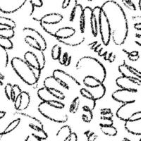 gewellte und verwirbelte Wachskreide streicht Vektor nahtloses Muster. schwarze Freihandkritzeleien, abstrakter Hintergrund. Pinselstriche, Schlieren, Linien, Schnörkelmuster. abstraktes Tapetendesign, Textildruck.