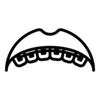 leende tandställning ikon, översikt stil vektor