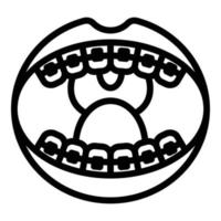 Symbol für offene Mundklammern, Umrissstil vektor