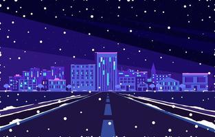 natt vinter- falla väg till stad begrepp vektor