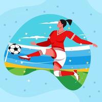 kvinna fotboll spelare sparka boll begrepp vektor