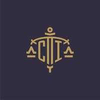 monogramm-ci-logo für eine anwaltskanzlei mit geometrischer skala und schwertstil vektor