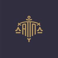 monogramm ein logo für eine anwaltskanzlei mit geometrischer skala und schwertstil vektor