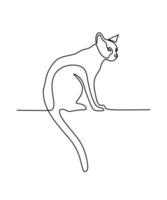 süßes katzenhaustier einzeilige kontinuierliche handgezeichnete strichgrafik bearbeitbare linie vektor