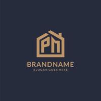 Anfangsbuchstabe pm-Logo mit einfachem minimalistischem Home-Shape-Icon-Design vektor