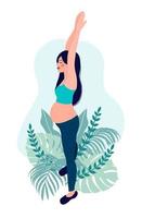 yoga gravid kvinnor begrepp. koppla av, meditation för de förväntans mor. vektor illustration