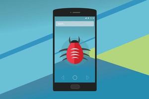 smartphone virus ge sig på hackat insekt buggar vektor platt