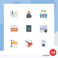 9 användare gränssnitt platt Färg packa av modern tecken och symboler av Ramadhan bok kommunikation quran styrelse redigerbar vektor design element