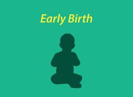 tidigt födelse begrepp illustration med sillhouette av bebis med text på topp av den vektor