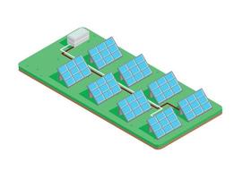 Isometrische 3D-Darstellung erneuerbare Energie, Stromerzeugung mit Solarpanel. vektorisometrische illustration, geeignet für diagramme, infografiken und andere grafische elemente vektor