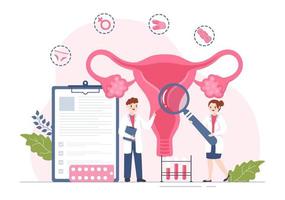 endometrios med tillstånd de endometrium växer utanför de uterin vägg i kvinnor för behandling i platt tecknad serie hand dragen mallar illustration vektor