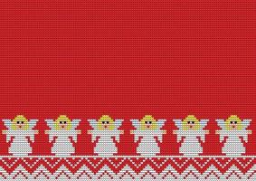 Grenze stricken Frohe Weihnachten Engel auf rotem Hintergrund digitales Vektordesign für Print-Pullover-Dekor vektor