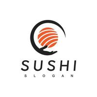 sushi logotyp design mall, japansk mat ikon vektor