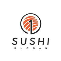 Nummer eins Sushi-Logo-Design-Vorlage, Symbol für japanisches Essen vektor