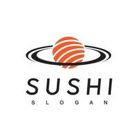 Sushi-Planet-Logo-Design-Vorlage, Symbol für japanisches Essen vektor