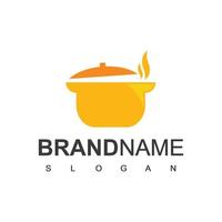 Kochsuppen-Logo-Design-Vorlage, Vektor voller leckerer Suppe für Ihr Menü