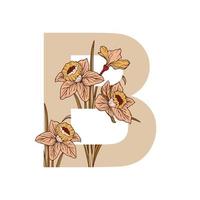 vintage blume blatt alphabet numerische anfängliche botanische für hochzeitseinladungen, grußkarte, logo, isolierter weißer hintergrund vektor