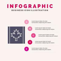 Kanada Flagge Blatt solide Symbol Infografiken 5 Schritte Präsentationshintergrund vektor