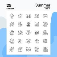 25 Sommer-Icon-Set 100 bearbeitbare Eps 10 Dateien Business-Logo-Konzept-Ideen-Line-Icon-Design vektor