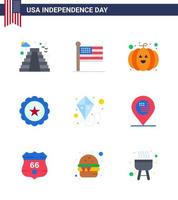 Stock Vector Icon Pack von American Day 9 Line Zeichen und Symbolen für das Fliegen von Kite Food Usa Drink editierbare Usa Day Vektor Design Elemente