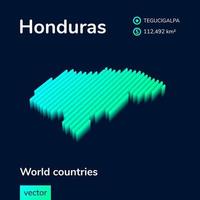 gestreifte isometrische Neonvektor-Honduras-3D-Karte in Trendfarben. Geografie-Infografik-Karte, Poster, Banner, Vorlage. vektor