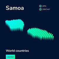 Samoa 3D-Karte. stilisierte neon isometrische gestreifte einfache vektorkarte von samoa ist in den farben grün und mint vektor