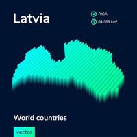 3d vektor neon isometrisk lettland Karta i turkos färger på en mörk blå bakgrund. stiliserade Karta ikon av lettland. infographic element