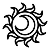 Natur-Sonne-Mond-Symbol, Umrissstil vektor