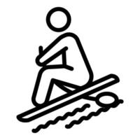 man supera surfing ikon, översikt stil vektor
