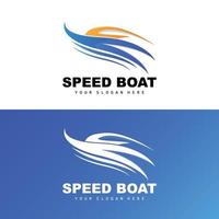 hastighet båt logotyp, snabb frakt fartyg vektor, segelbåt, design för fartyg tillverkning företag, vattenväg frakt, marin fordon, transport vektor