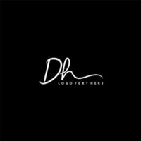 dh logotyp, hand dragen dh brev logotyp, dh signatur logotyp, dh kreativ logotyp, dh monogram logotyp vektor