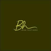 bh-Logo, handgezeichnetes bh-Buchstabenlogo, bh-Signaturlogo, bh-Kreativlogo, bh-Monogramm-Logo vektor