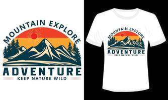 berg äventyr utforska t-shirt design vektor