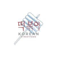 tteokbokki tteokkochi koreanska gata mat logotyp vektor